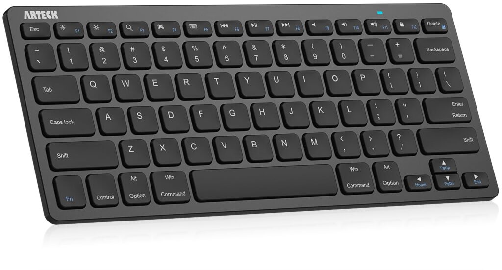 Arteck Ultra-Slim Bluetooth Keyboard Compatible with 2018 iPad Pro 11/12.9, New iPad 9.7 Inch, iPad Air, iPad Mini, iPhone and Other Bluetooth Enabled Devices Including iOS, Android, Windows, Black