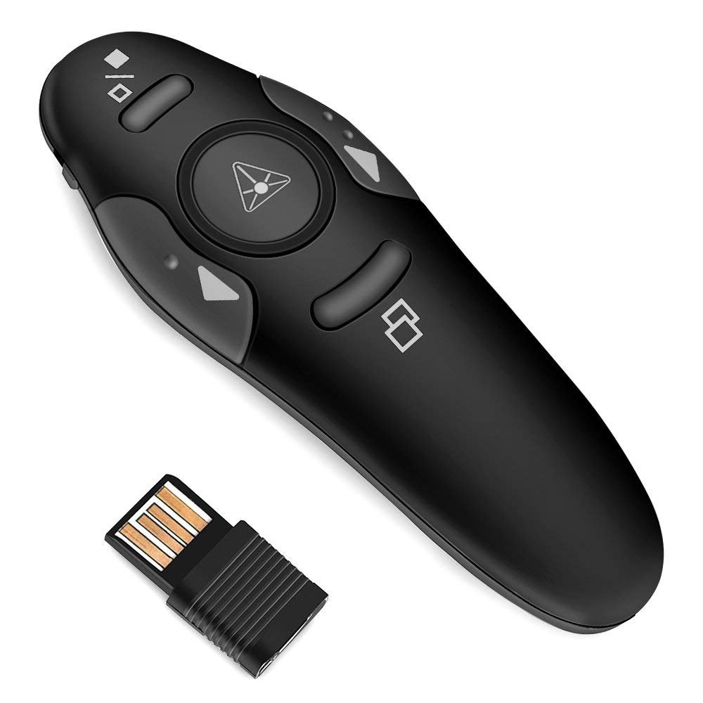 SPIN CART Wireless Presenter Remote, 2.4GHz Wireless USB Presenter PowerPoint Remote PPT Clicker for Presentation Support Windows, MacOS, Linux