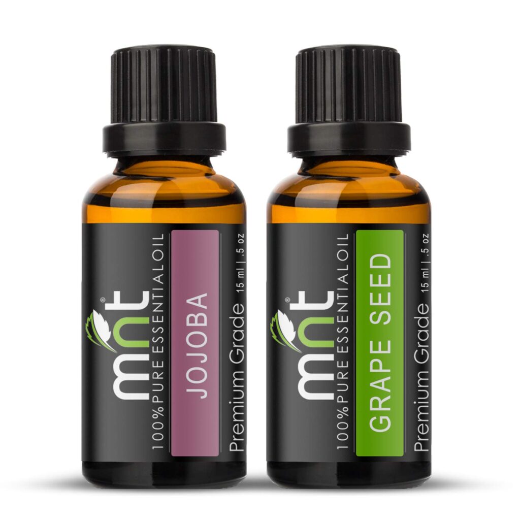 MNT Combo Set of Jojoba Oil and Grapeseed Essential Oil (Each 15ML) Ideal for use in Hair loss, Promotes Hair & Beard Growth, Moisturizes Skin, Health Benefit, Massage