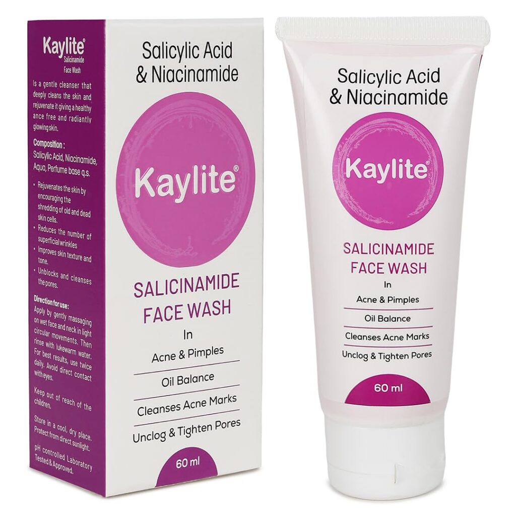 Kaylite Salicinamide face wash Acne & Pimples Cleanses Acne Marks Face Wash With Salicylic Acid, Perfume Base Face Wash & Niacinamide- 60ml (Pack of 1) 60 ML)