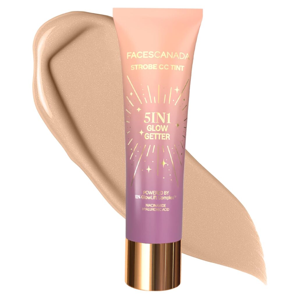 FACES CANADA Strobe CC Tint - Paradise Vibes 01, 27ml | 5-in-1 Serum + Moisturizer + Primer + BB/CC Cream + Strobe Cream | Lightweight | Radiant Dewy Glass Skin Glow | Niacinamide & Hyaluronic Acid | For Fair To Light Skin