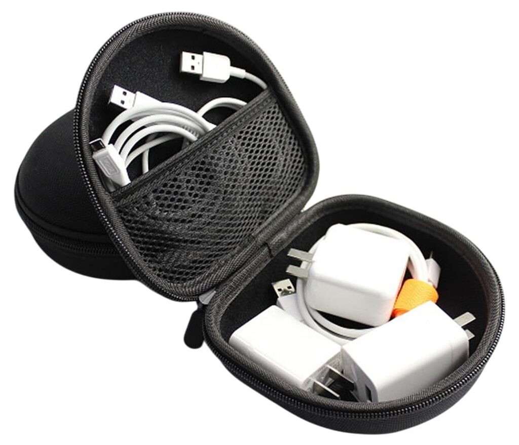 VERTUS® Wired Mouse Storage Case, Portable Gadget Organiser Case | Storage Organizer Bag for Adapters, Power Bank, USB Flash Drive, Cable, Charger, Wireless Mouse, Headphones, Portable SSD (Black)