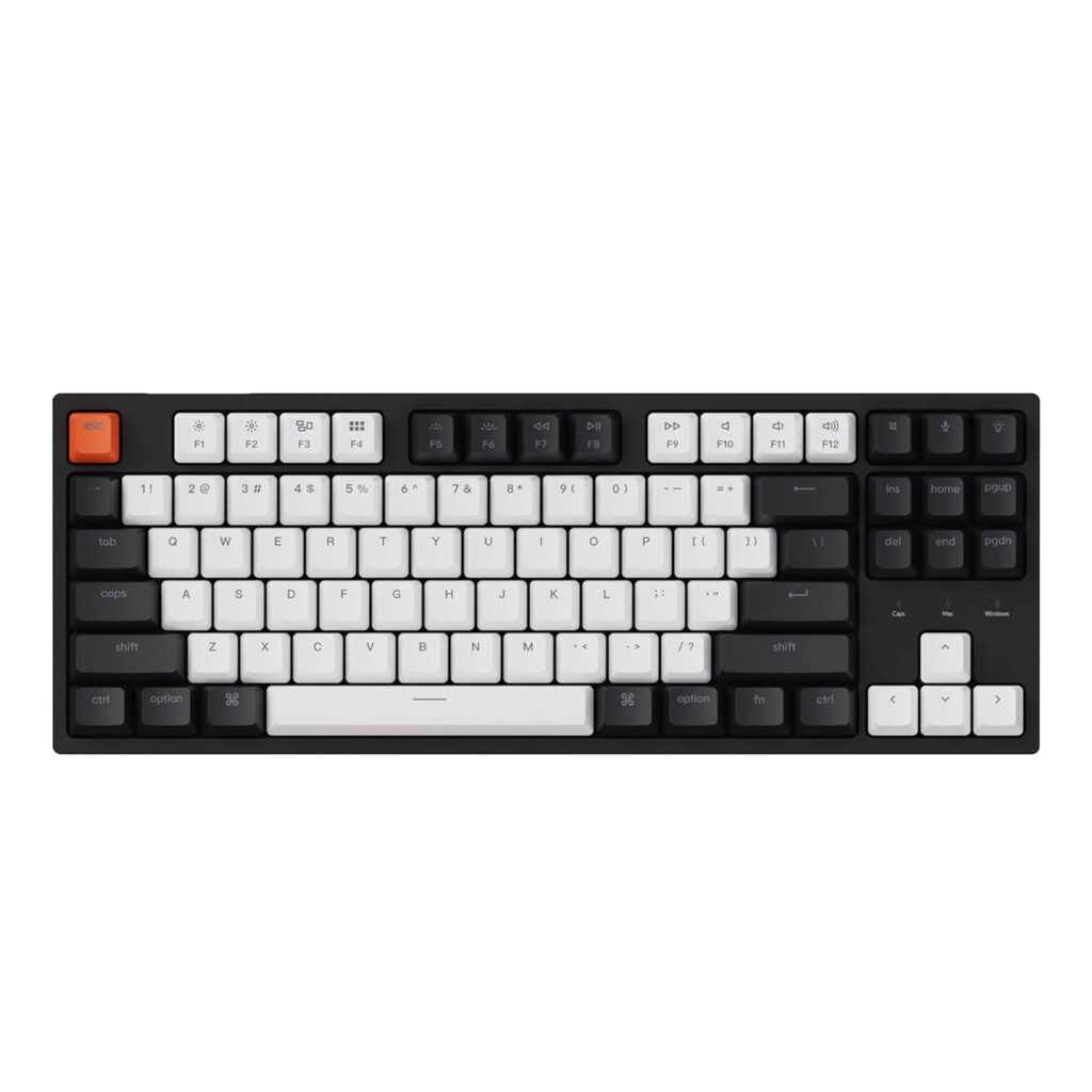 Keychron C1 87 Key Wired Mechanical Keyboard, USB Type-C Cable, Double-Shot ABS Keycaps TKL Mechanical Gaming Keyboard, White Backlit Gateron G Pro Brown Switch for Mac Windows