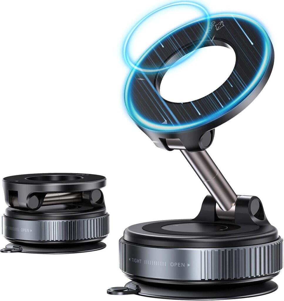 Lapster Magneto M2 Magnetic Phone Holder with Vacuum Suction 360° Rotation | Universal Car Mount for Dashboard, Gym, Mirror & Shower | Hands-Free Mobile Stand Compatible with All Smartphones.