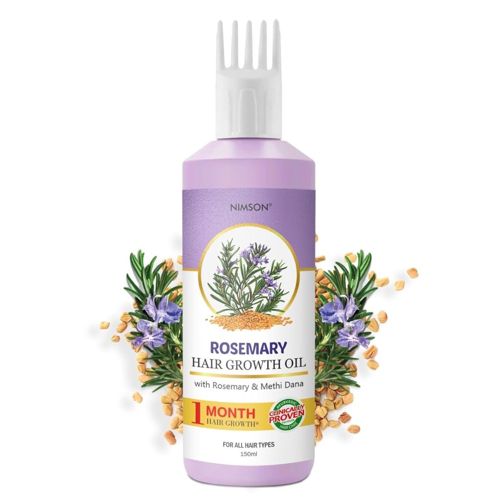 Nimson Rosemary Hair Growth Oil for Stronger Hair & Reduced Hair Fall | Enriched with Methi Dana & Bhringraj | 150ml Shampoo Free | Suitable for All Hair Types