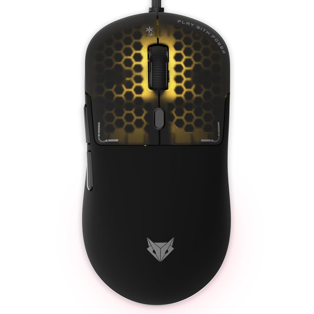EvoFox Phantom Air Ultra Lightweight Gaming Mouse | Upto 1000Hz Polling Rate, 7000 FPS, 12800 DPI | Honeycomb RGB Lighting | Fully Programmable with Windows Software & On-Board Memory | Black
