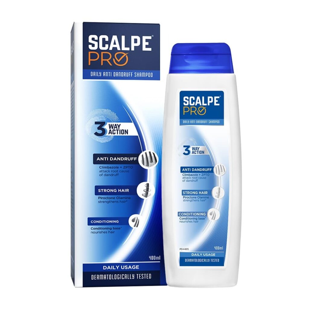 Scalpe Pro Daily Anti-Dandruff Shampoo | Removes Dandruff from Source | Helps with Itching, Irritation & Redness accompanying Dandruff | Scalpe Science | Climbazole & ZPTO Formulation | Strong & Smooth Hair | Daily Use | Dermatologically Tested Solution | For Women & Men | 400ml