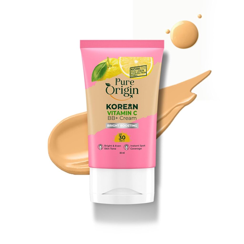 Pure Origin Korean Vitamin C Natural BB+ Cream | Instant Spot Coverage | Matte-finish | Long Lasting & Hydrating | Full Coverage for Daily Use | Light Make-Up Glow | For All Skin Types | 50g