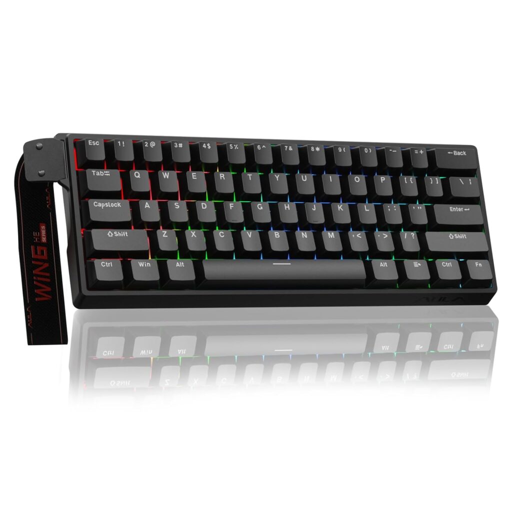 Aula WIN60 HE - 60% Mechanical Gaming Keyboard Wired, Magnetic Switch Hot Swappable, Adjustable Actuation Rapid Trigger Mode, 8000 Hz Polling Rate, RGB Small Keyboard 60 Percent Compact Design for PC