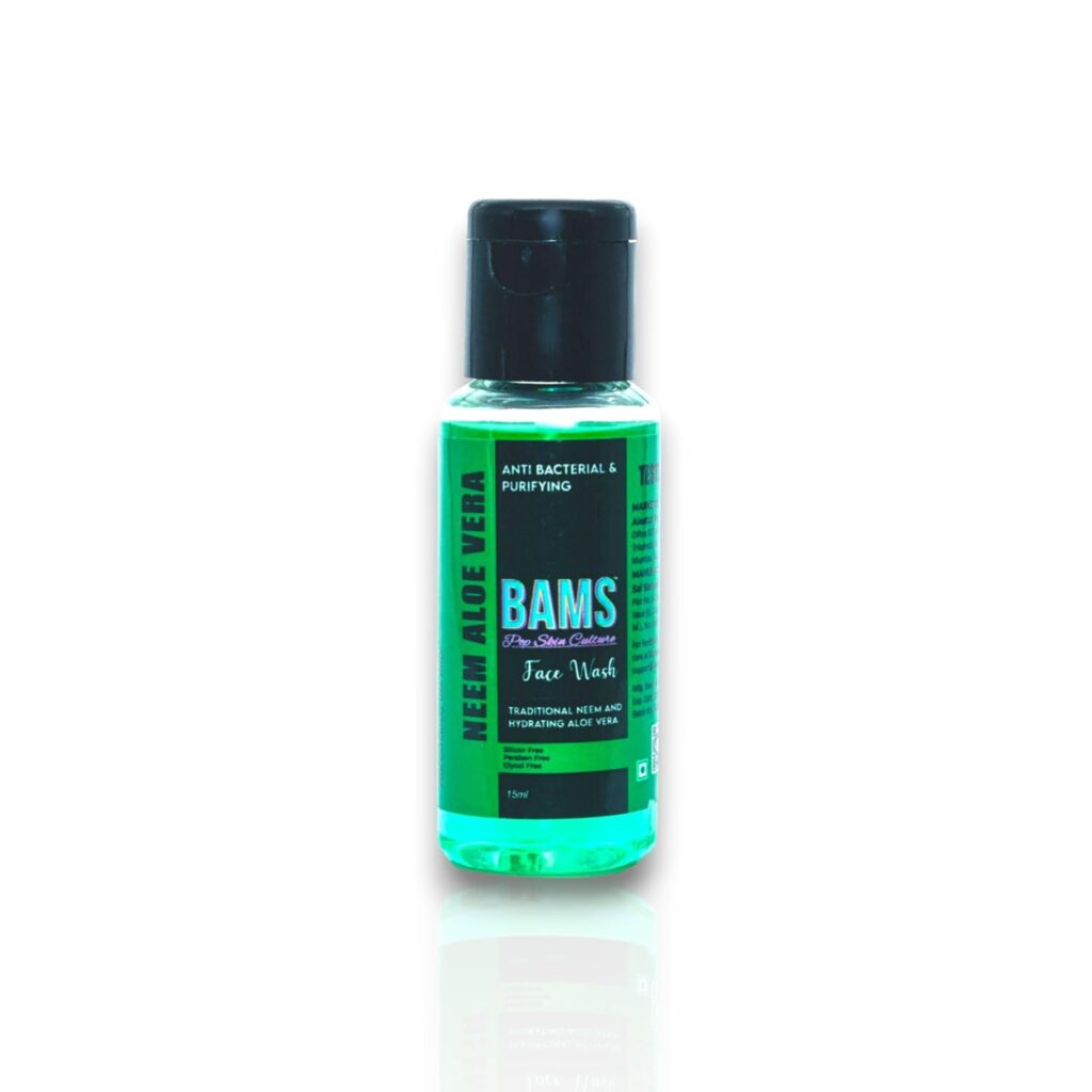 BAMS | Neem Aloe Vera Face Wash | 15ml Tester Size | Purifying & Hydrating Cleanser with Natural Extracts | Travel-Friendly Sample | Suitable for All Skin Types | For Women and Men