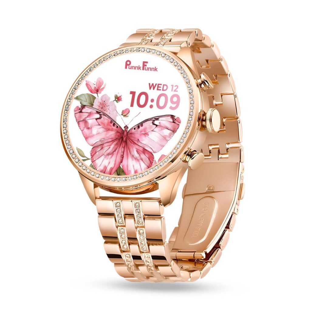 PunnkFunnk Genquira Smartwatch for Women with Bluetooth Calling, 1.69" HD AMOLED Display, Health & Fitness Tracker with SpO2, Heart Rate, 100+ Sports Modes, IP67 for Android & iPhone(Rose Gold)