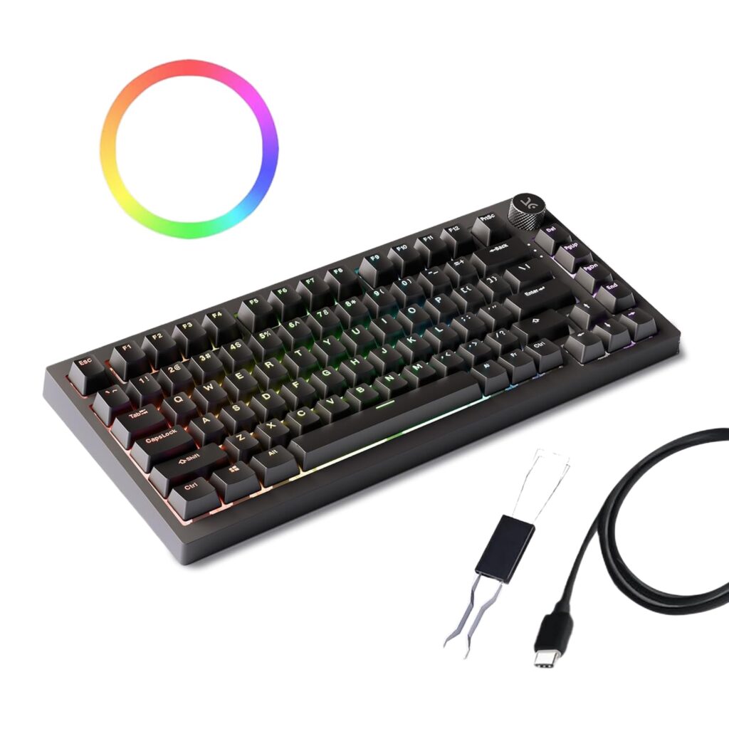 Kreo Swarm X Wireless Mechanical Gaming Keyboard – Huano Red Switches, Pass Through Keycaps with RGB, Tri-Mode Connectivity (2.4Ghz/Bluetooth/Wired), 5-Pin Hot-Swap, for Windows & MacOS (Black)