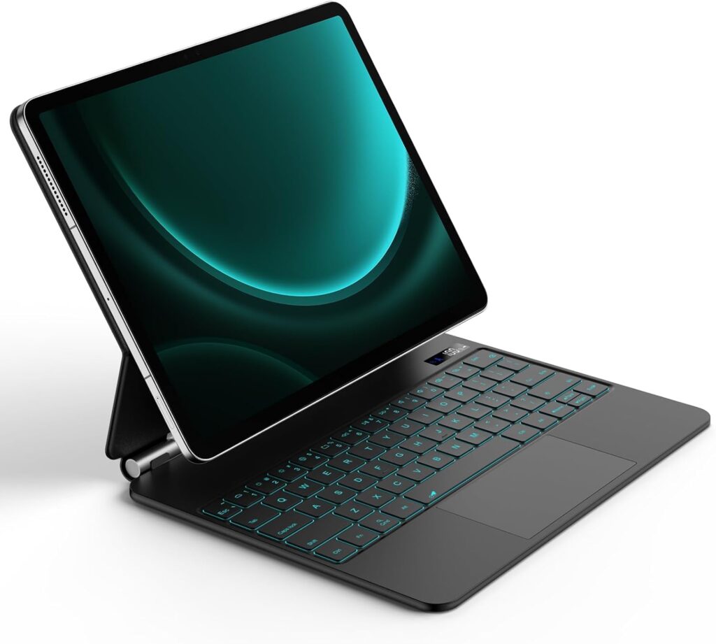 MICROWARE Lightweight Keyboard Folio for Samsung Galaxy Tab S10+/S9+/S9 FE+/S8+/S7 Plus/S7 FE Keyboard case, Magnetic Bluetooth Keyboard Case Floating Design with Trackpad & Pen Slot