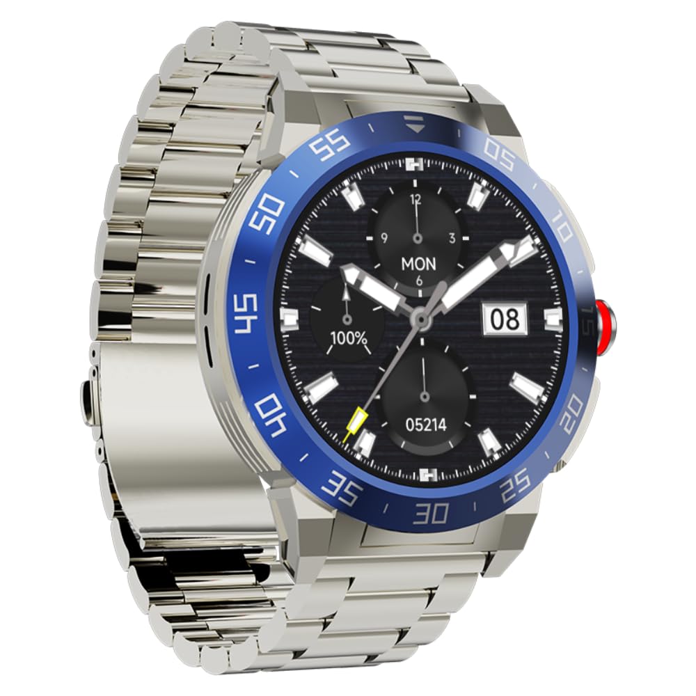 Smartwatch for Men 1.46" HD Display, Bluetooth Calling, AI Assistant,30-Day Battery, Health & Fitness Tracker 100+ Sports Modes, IPX68 Waterproof, Silver Strap, Android/iOS