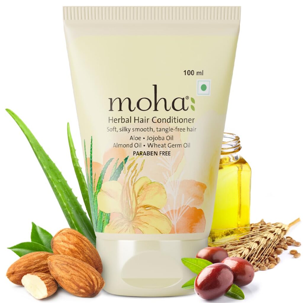 Moha Herbal Hair Conditioner with Aloe, Jojoba, Almond & Wheat Germ Oil for Smooth, Tangle-Free Hair – 100ml (Pack Of 1)