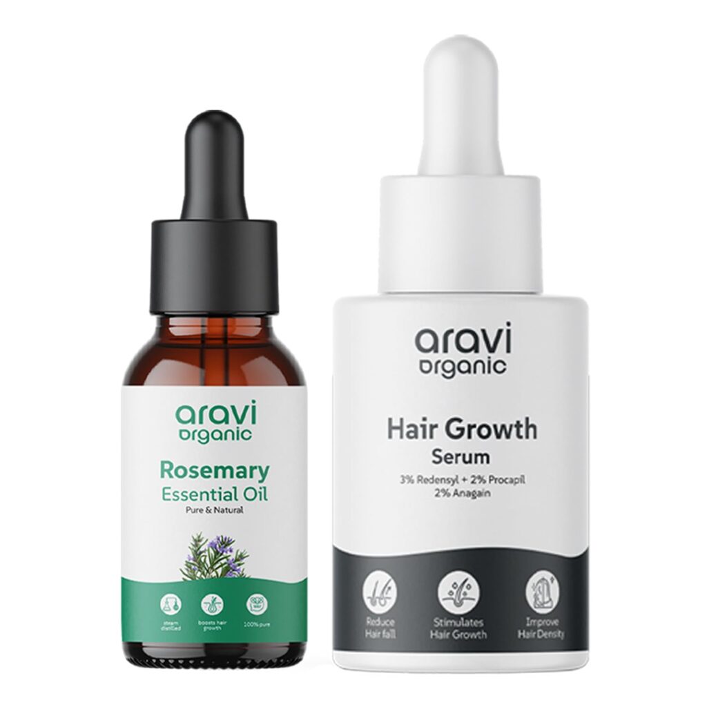 Aravi Organic Rosemary Oil And Hair Growth Serum Combo