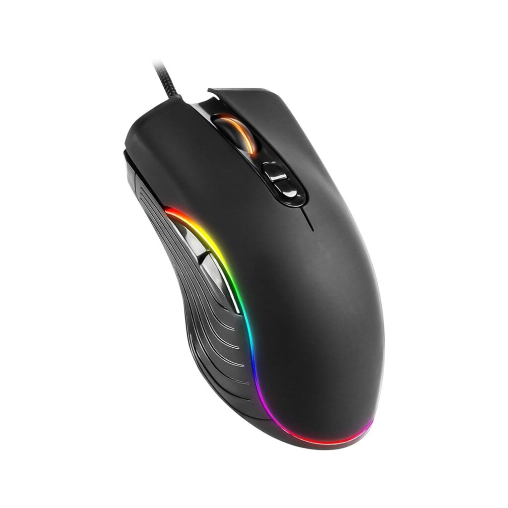 RGB Wired Gaming Mouse,RGB Ergonomic Mouse with 7 Backlight Modes 2400 DPI Adjustable Computer USB Mice for Windows/PC/Mac/Laptop Gamer (Black)