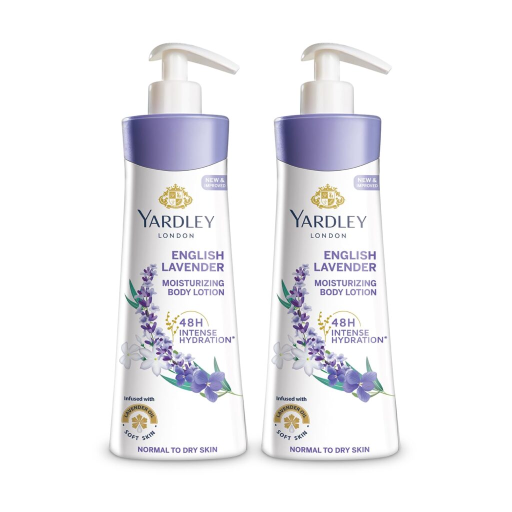Yardley London English Lavender Moisturizing Body Lotion, Germ Shield, 400ml [350ml +50ml Free] (Pack of 2)