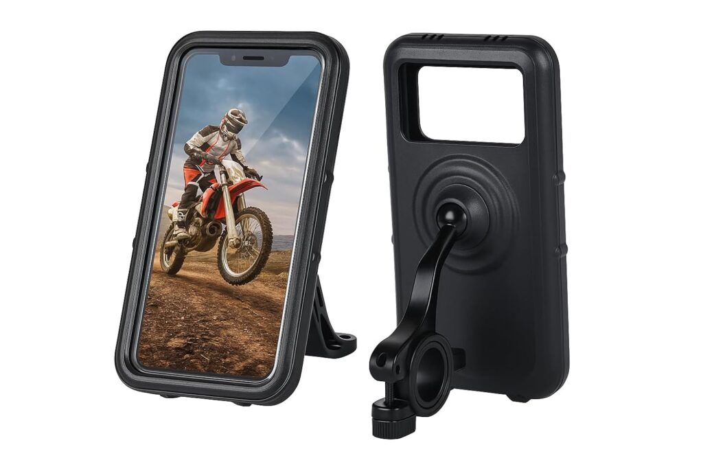 Waterproof Bike & Motorcycle Phone Mount – Mobile Holder for Bikes, Scooty & Bicycles (4.5″-7″) with 360° Rotation for GPS Map Navigation
