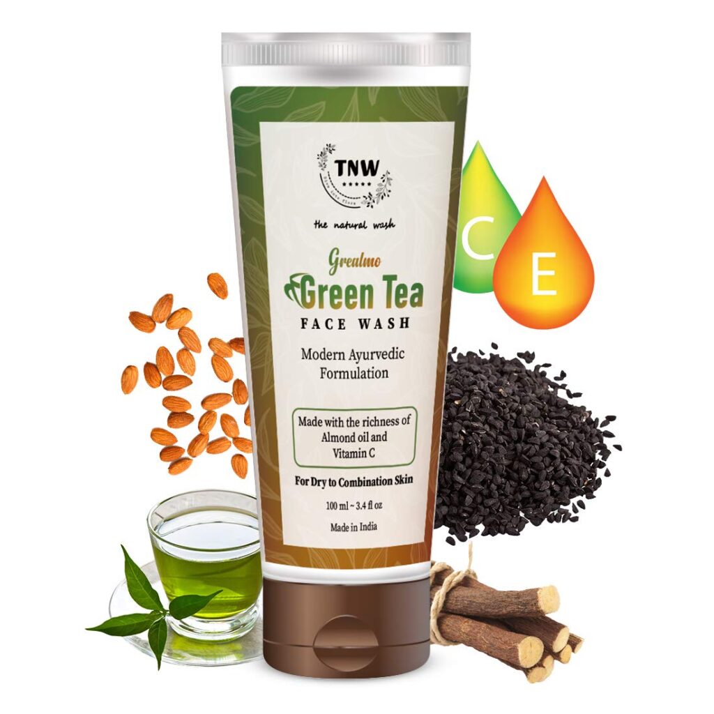 TNW-THE NATURAL WASH Green Tea Face Wash | Dirt Removal Face Wash for Men & Women for dry and combination skin with Almond Oil and Vitamin C (100 ml)