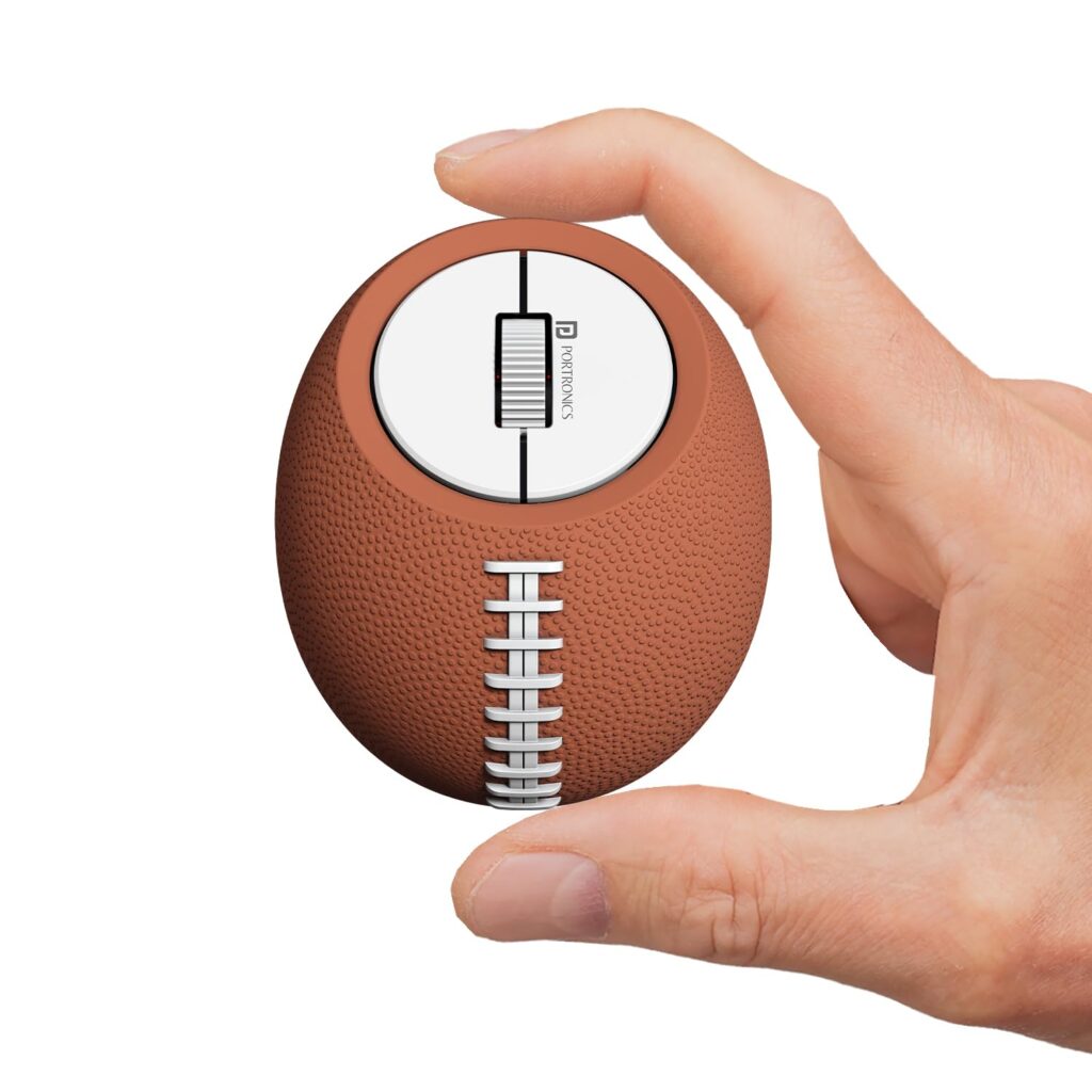 Portronics ToadPlay Rugby Mini Wireless Bluetooth Mouse with Dual Wireless Connectivity (BT + 2.4 GHz), Rechargeable Battery, Noise-Free Clicking, Multi-Device Pair, Adjust Sensitivity (Brown)