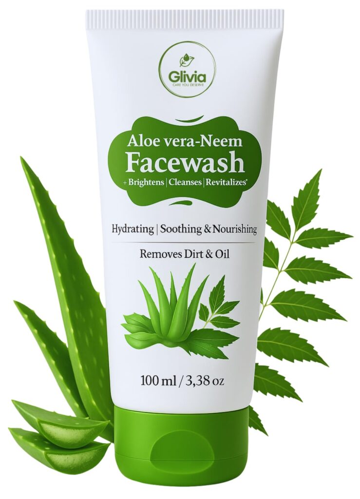 Aloe Vera Face Wash Man & Woman - Herbal Neem Facewash for Dry & Oily Skin - Gentle Cleanser for Acne & Sensitive Skin - Organic Aloevera Gel for Brightening & Natural Glow | 100 ML