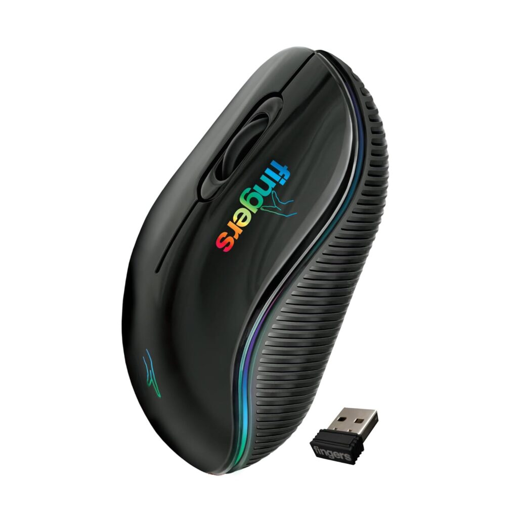 FINGERS RGB-NoviTrend Wireless Mouse (4-in-1 - Wireless with USB Receiver + Bluetooth + Rechargeable + RGB Lights | Advanced Optical Technology)
