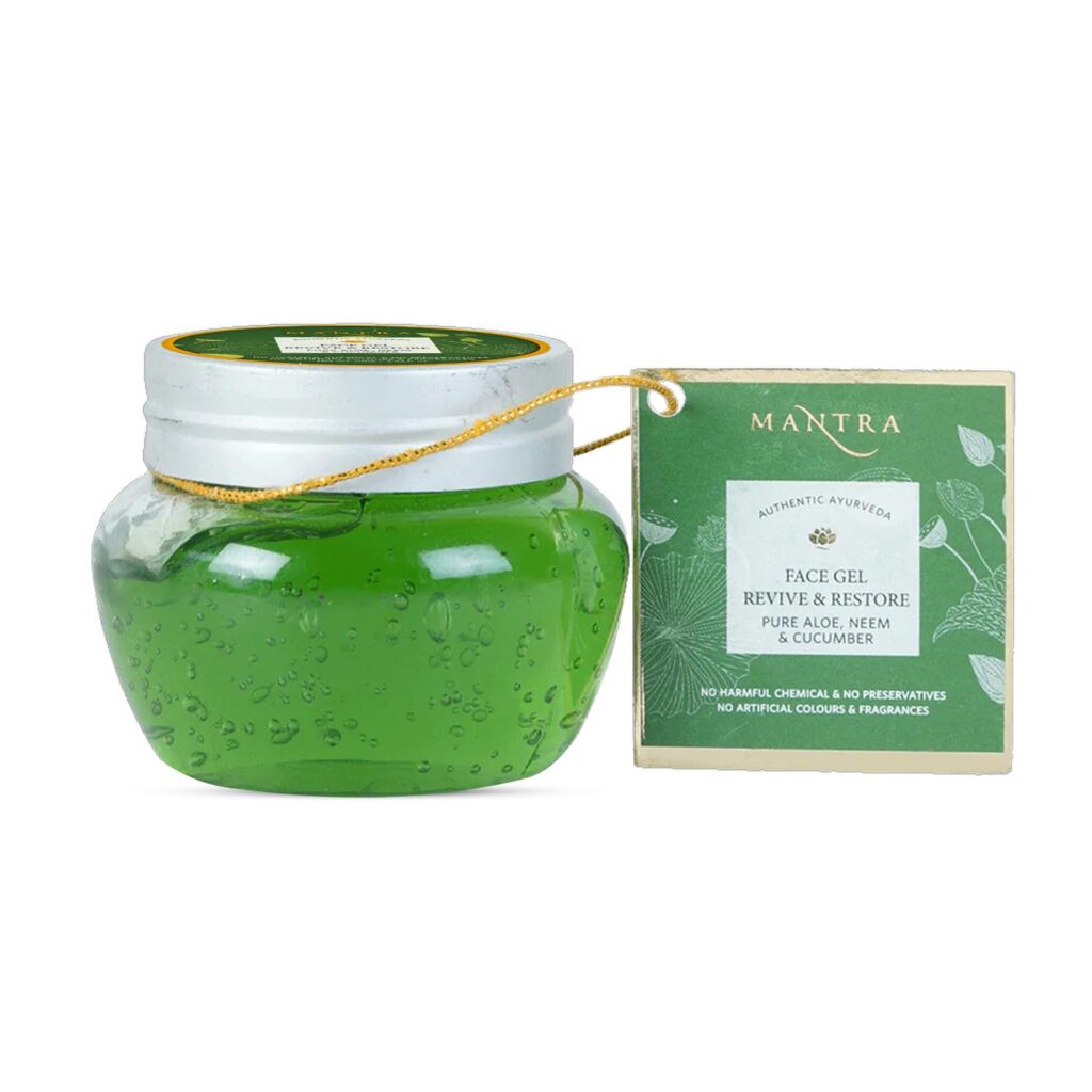 Mantra Herbal Face Gel Revive & Restore Pure Aloe, Neem & Cucumber - 100 Gm | Fights Acne, Breakouts & Skin Infections | Suitable for Face, Hair & Nails