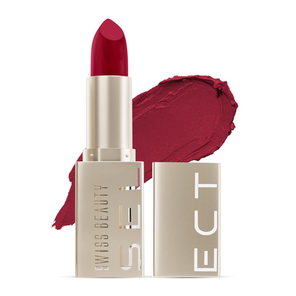 Swiss Beauty Select Crème Touch Hydrating Lipstick | With Vitamin E and Tea Tree Oil | High -shine finish | shade- Peppery Red, 3g |