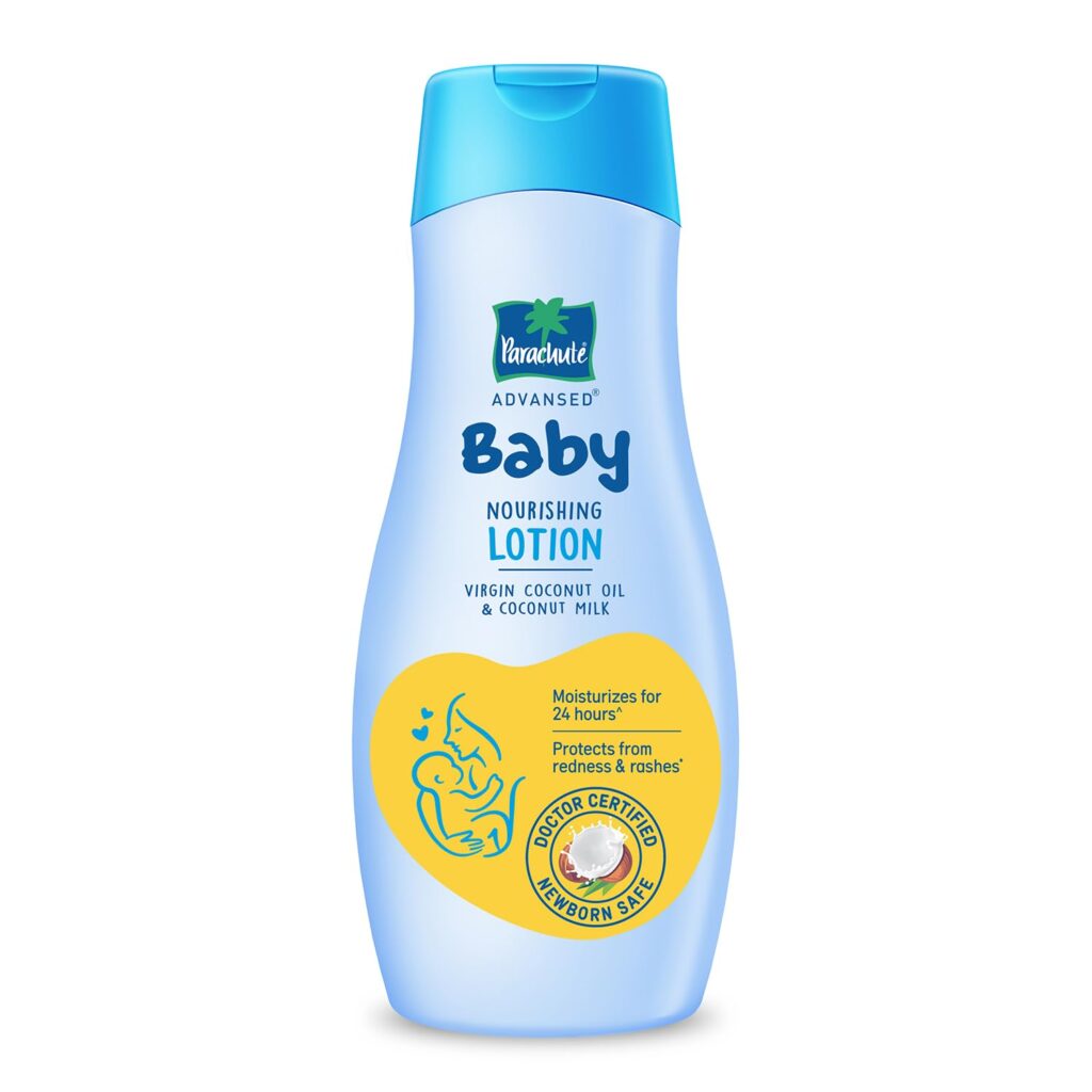 Parachute Advansed Baby Lotion for New Born Babies | Doctor Certified | Virgin Coconut Oil & Coconut Milk | Ph 5.5 | 24 Hour Moisturization | 410ml
