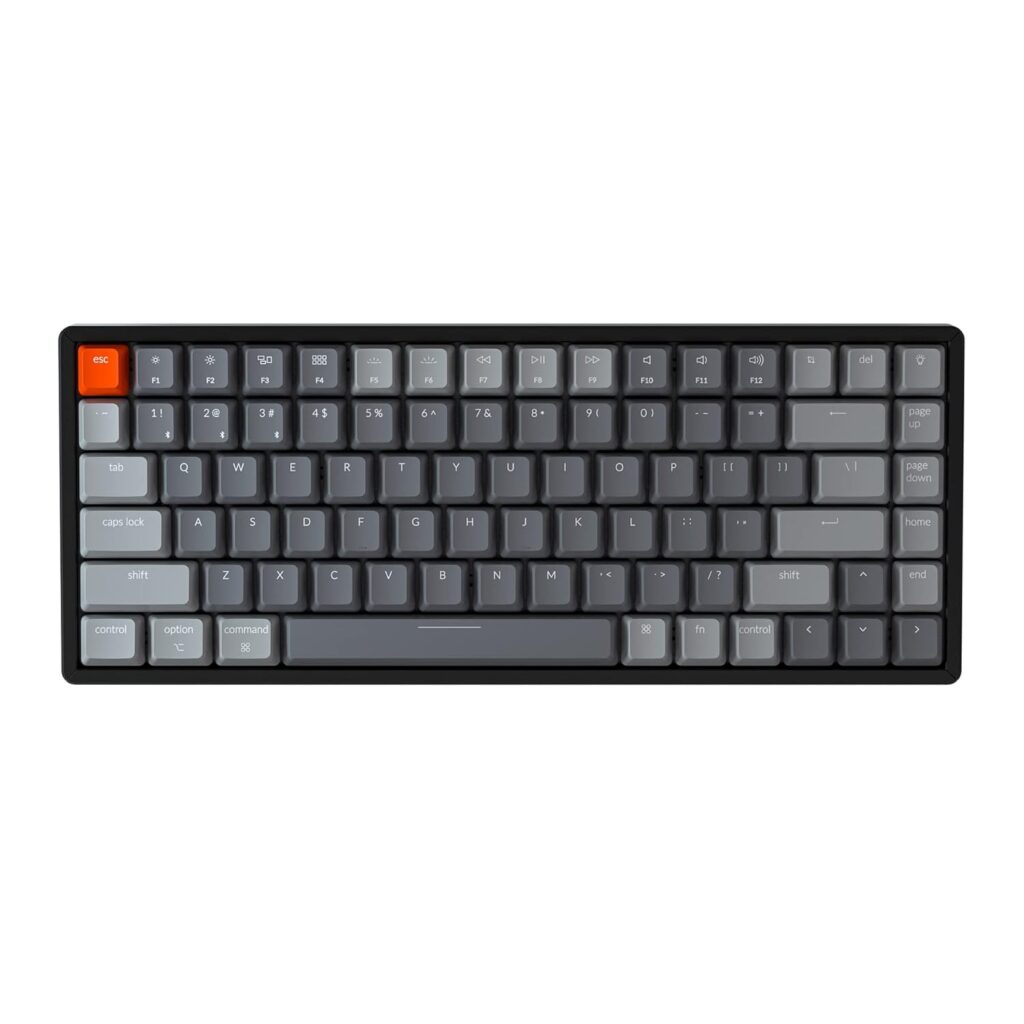 Keychron K2 Wireless Bluetooth/USB Wired Gaming Mechanical Keyboard, Compact 84 Keys RGB LED Backlit Red Switch N-Key Rollover, Aluminum Frame for Mac Windows