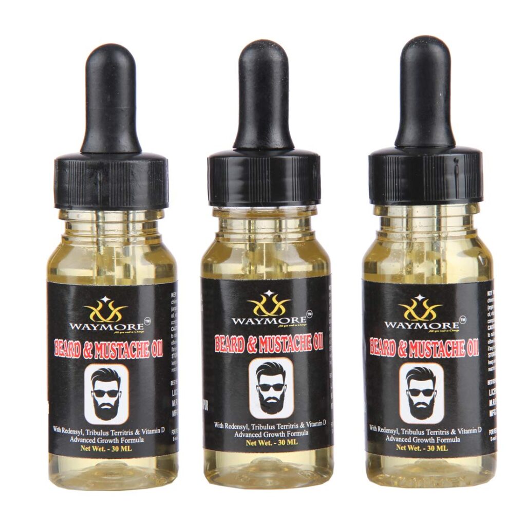 WAYMORE Beard and Mustache Oil 90 Ml for Beard Growth Combo, 30 Ml Each, Pack of 3