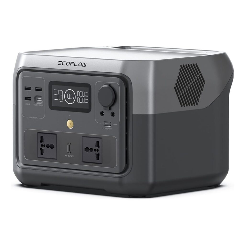 EF ECOFLOW Portable Power Station RIVER 2 Max, 512Wh LiFePO4 Battery, 10 Year Life, 0% - 100% Charge in 60 mins, Power 11 Appliances at once, 230V - 50Hz India Voltage, For Outdoor Use & Home Backup