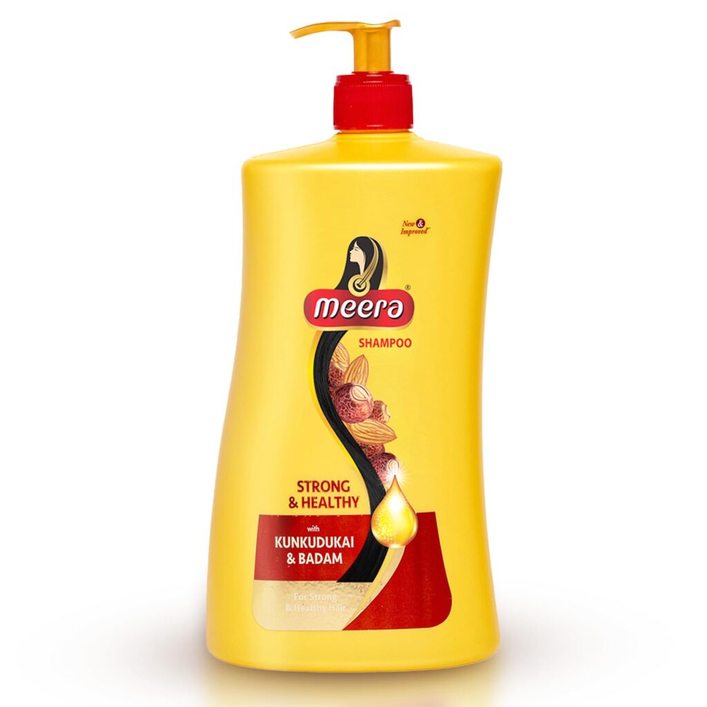 Meera Strong and Healthy Shampoo, With Goodness of Kunkudukai & Badam,Gives Soft & Smooth Hair, For Men and Women,Paraben Free
