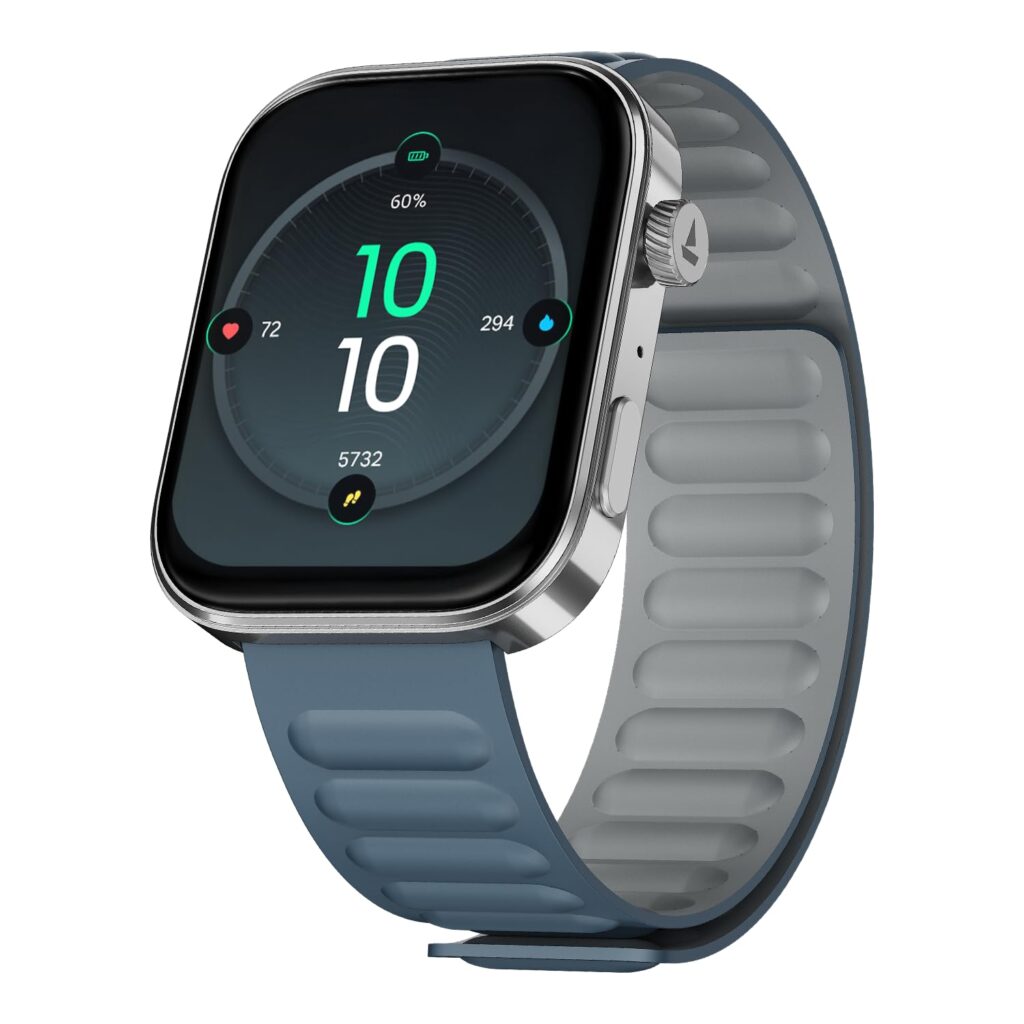 Boat Chrome Endeavour, 1.96” (4.97 cm) AMOLED Display, AI Coach Health Insights, Advanced S1 Processor, Auto Heart Rate, HRV, VO2 Max, Stress, TBT, IP68, Smart Watch for Men & Women (Magnetic Blue)