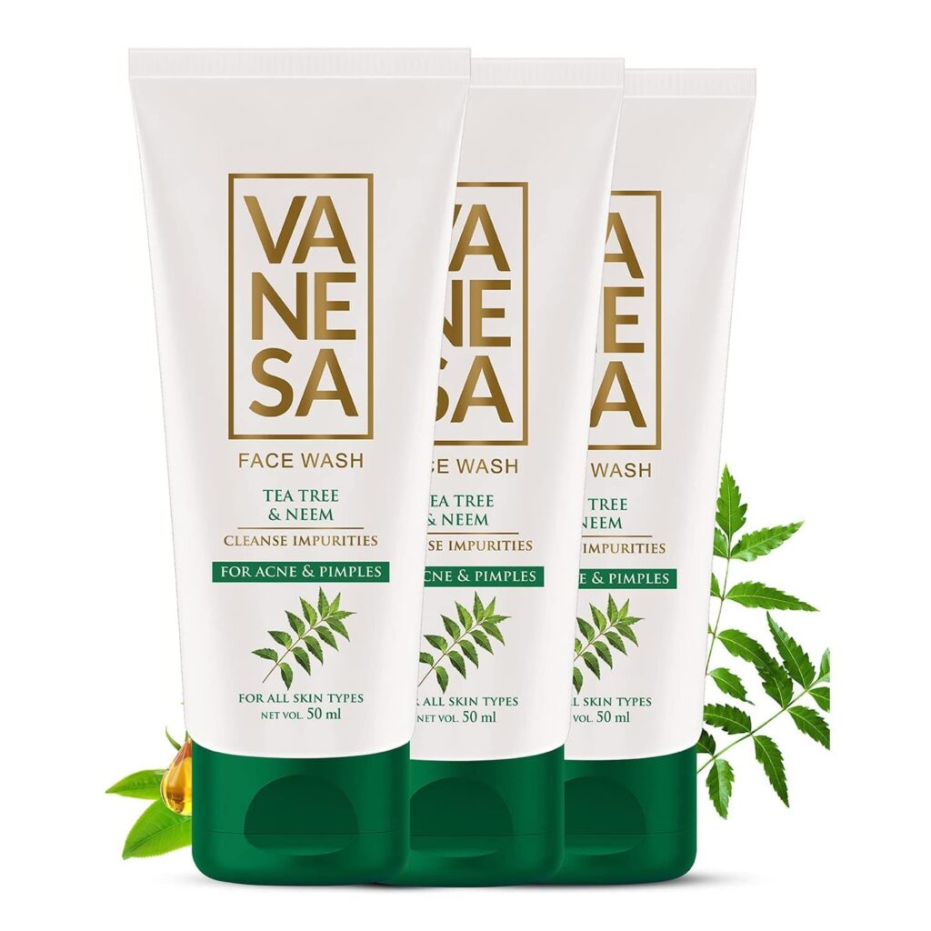 VANESA Tea Tree & Neem Face Wash - 50GM Each (Pack of 3) | Cleanse Impurities For Acne & Pimple Face Wash
