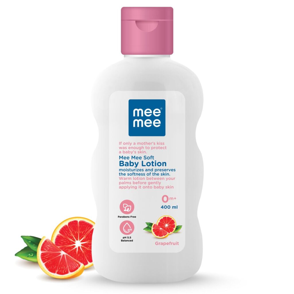 Mee Mee Moisturizing Baby Lotion 400ml for Face & Body | Chamomile & Grapefruit Extracts | For All Skin Types, For Newborns/Kids | For 24Hrs Moisturization | Hypoallergenic, Balanced pH