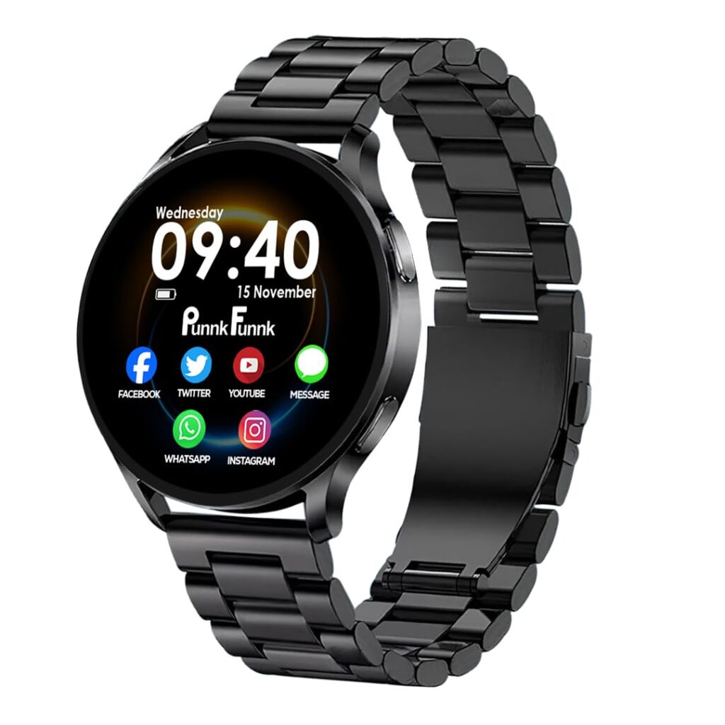 PunnkFunnk EVO Vista Smartwatch, 1.3” HD Display Bluetooth Calling Metal Smartwatch, Fitness & Sleep Tracker, 100+ Sports Modes, IP67 Waterproof Compatible with Android & iOS(Black)