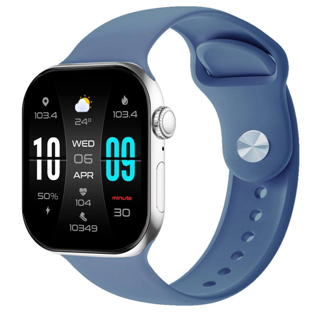 Fire-Boltt Ring X Smart Watch with 2.01” Always-On Display, Bluetooth Calling, Wireless Charging, AI Voice Assistant, 500+ Watch Faces, Health Suite, Smart Watch for Man & Woman – Blue S