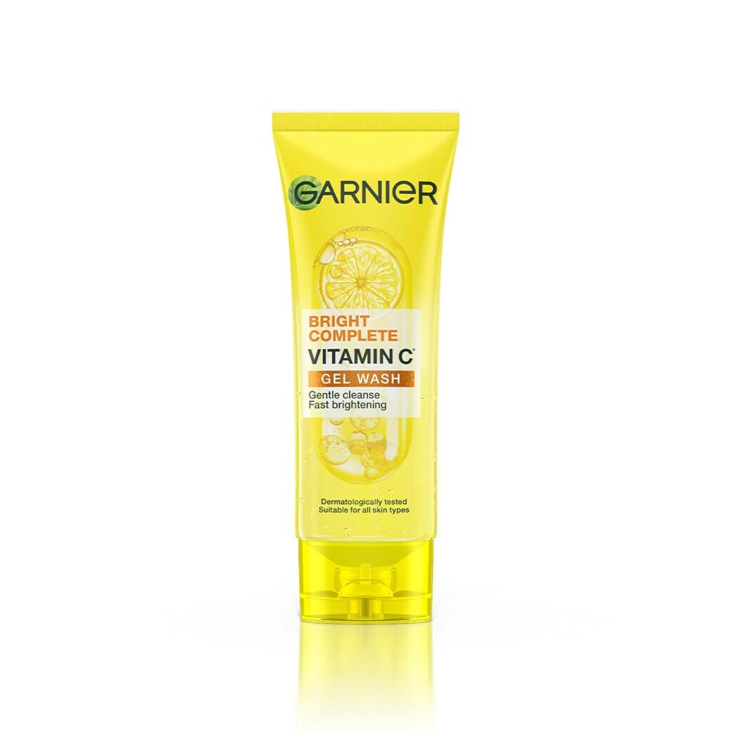 Garnier Skin Naturals Bright Complete Vitamin C Face Wash Gel | Gentle Cleanser - Vitamin C Face Wash For Brighter and Glowing Skin | Reduces Dullness | Daily Cleanser, For all Skin Types, 100g