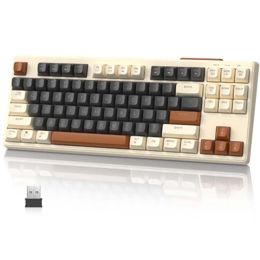 MAMBASNAKE+ZiYouLang M87 Gaming Keyboard, Wireless Bluetooth/2.4 GHz, 80% 87 Keys, Membrane Type, Numeric Keypadless, Compact Keyboard, Rapid Connection, Supports up to 3 Units, Multi-Pairing, Quiet