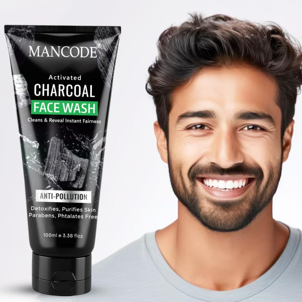 Mancode Activated Charcoal Face Wash for Men | Deep Cleansing, Oil Control, Anti-Pollution, and Instant Fairness | Detoxifies and Purifies Skin |100ml