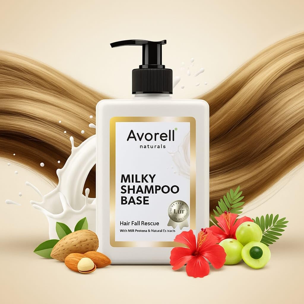 Avorell Naturals Milky Shampoo Base, Hair Fall Rescue with MIR Proteins and Natural Extracts