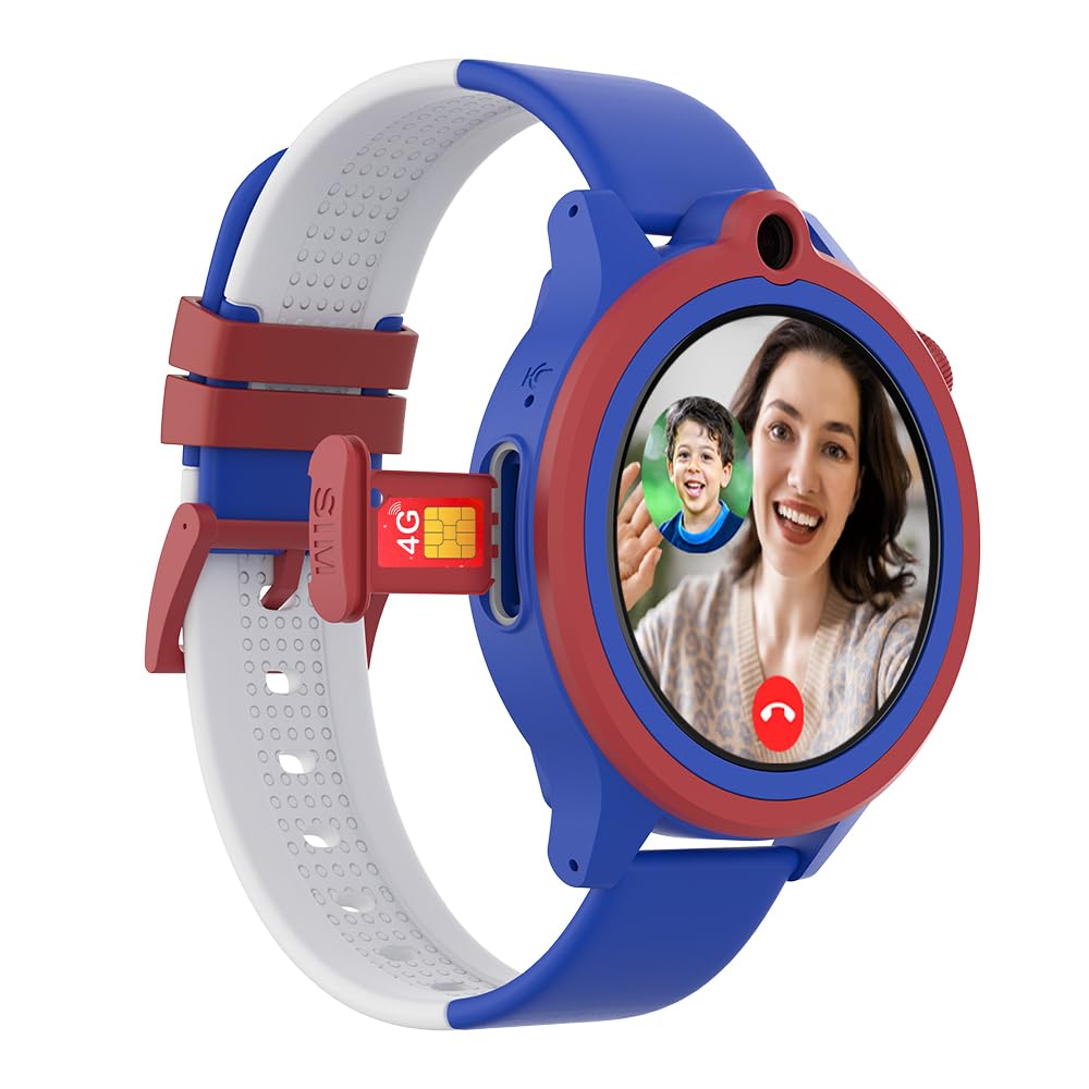WatchOut Next-Gen+ Kids Smartwatch Phone with GPS, Fever Alert, Heart Rate, Video Call, SOS, Safe Zone, Class Lock, AirTag, Free SIM Card, Best Gift, Boys, Girls, Age 3-13, Shark Tank (Captain Blue)