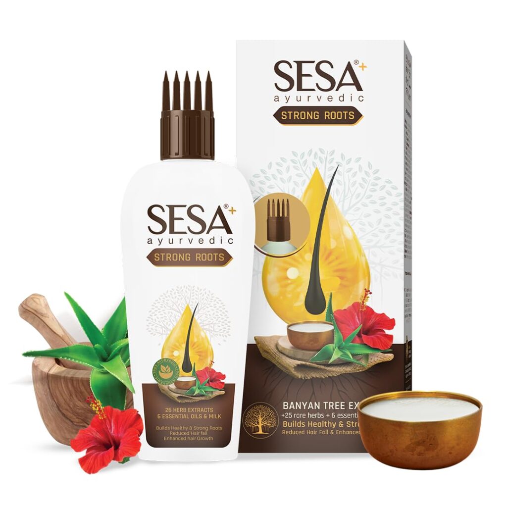 SESA Ayurvedic Strong Roots Hair Oil 100 Ml Hair Strengthening Reduces Hairfall No Mineral Oil Hair Oil For Women And Men