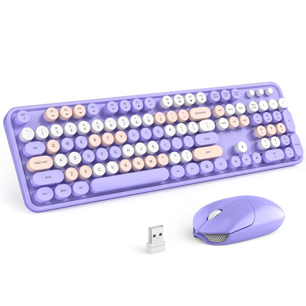 MOFII Wireless Keyboard and Mouse Combo, Full Size, 2.4GHz, Windows, Purple