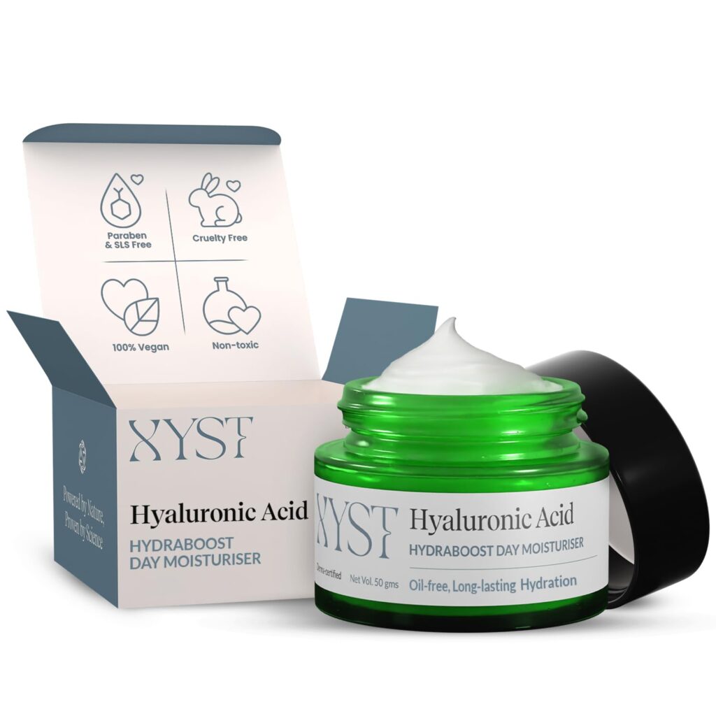XYST Aquaxyl & Hyaluronic Acid Day Moisturizer for Hydration 50gm | Niacinamide & Pro Vitamin B5 | 100% Vegan, Oil free Face Cream | Women & Men | Derma certified | All skin types