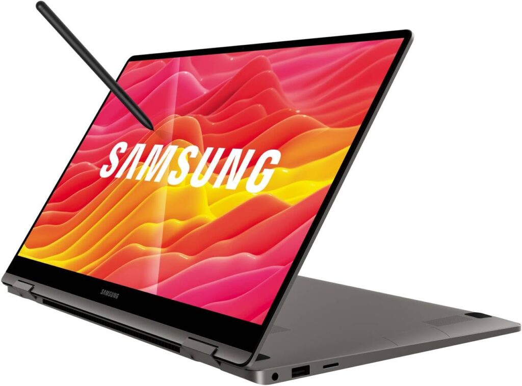 Samsung Galaxy Book3 360 Intel 13th Gen i7 EvoTM 33.78cm(13.3") Super Amoled 2-in-1 Touchscreen Laptop (16 GB/512GB SSD/Windows11/MSOffice/BacklitKB/Fingerprint Sensor/Graphite/1.16Kg), NP730QFG-LA1IN