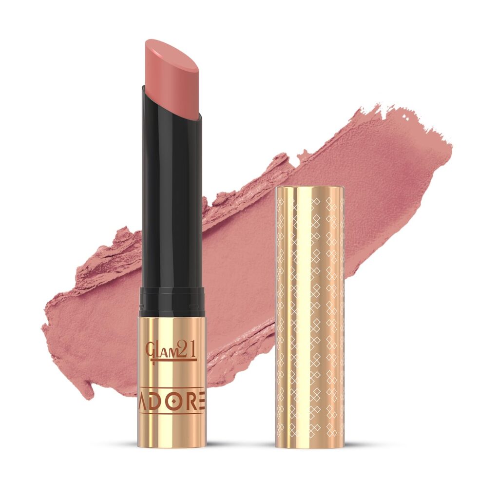 Glam21 Adore Creamy Matte Lipstick for Women, 3.5gm | Smudge & Transfer Proof | Intense Color & Bold Finish | Smooth & Light Weight | Up to 12H|Champagne Nude