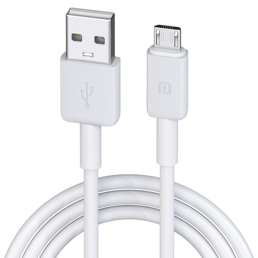 Portronics Konnect Link Micro USB Fast Charging Cable with 3.0A Output, 480Mbps Data Transfer, 1M Length for Smartphones, Tablet, Laptops & Other Micro USB Devices(White)